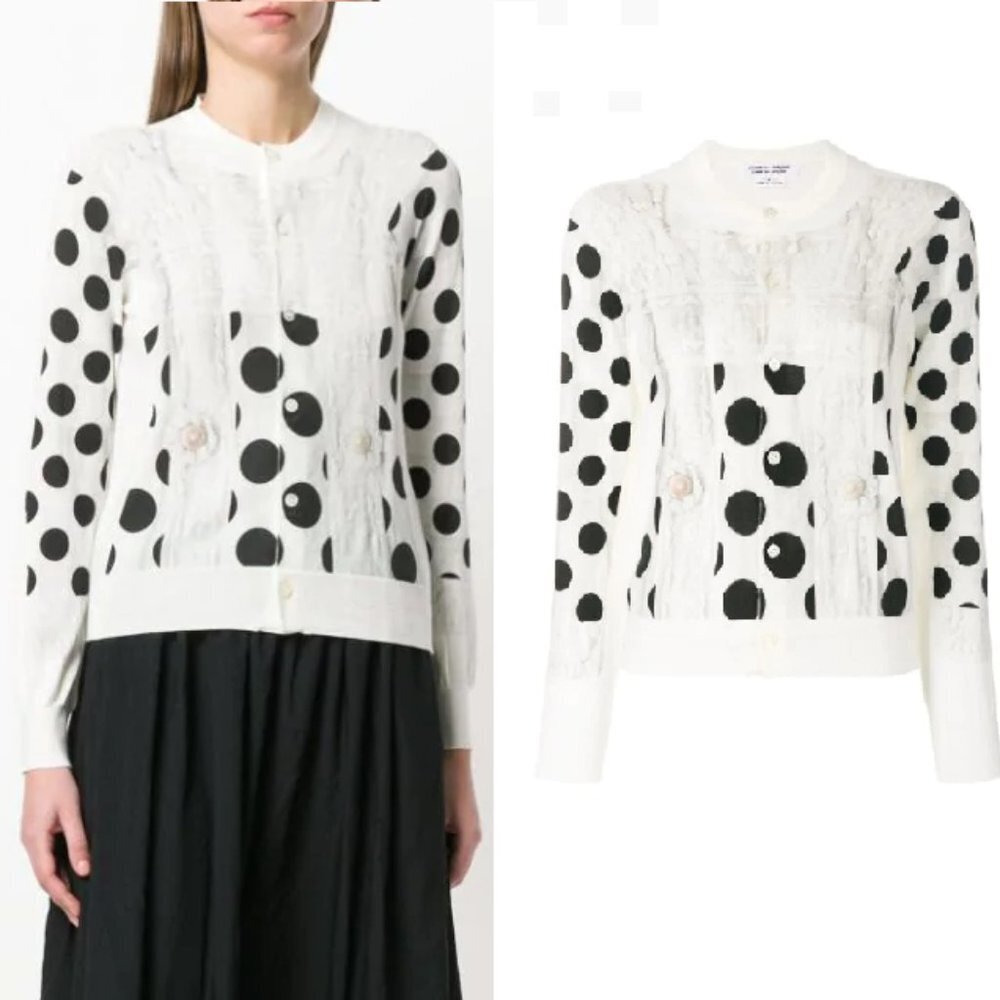 Comme Des Garcons Lace Bib Polka Dot Cardigan M